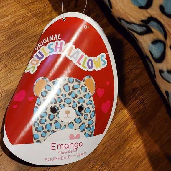 Squishmallow Kellytoy 2021 Valentine 16" Emanga the Leopard Plush - Picture 4 of 6